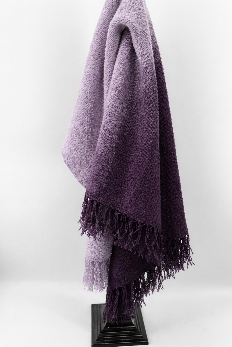 ETC Boucle Knit Scarf Purple Lavender Textured Fringe Cozy Winter Wrap